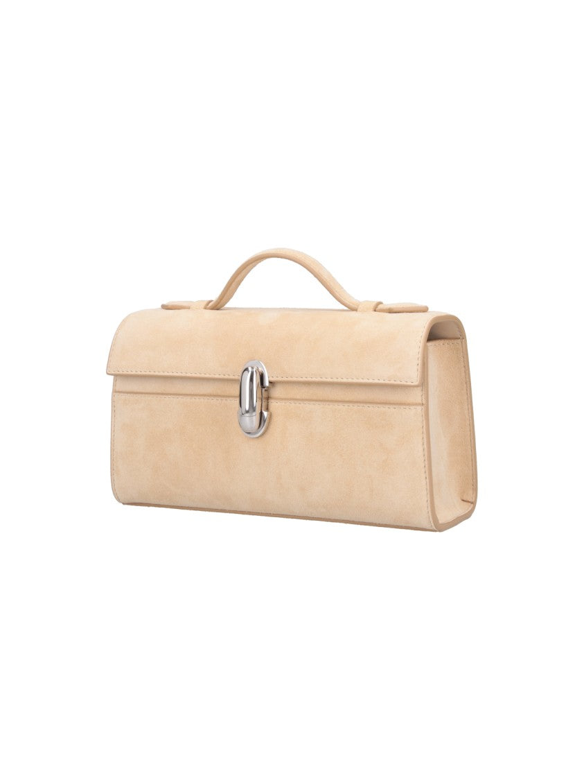 Savette Cream Symmetry Suede Flap Pouch