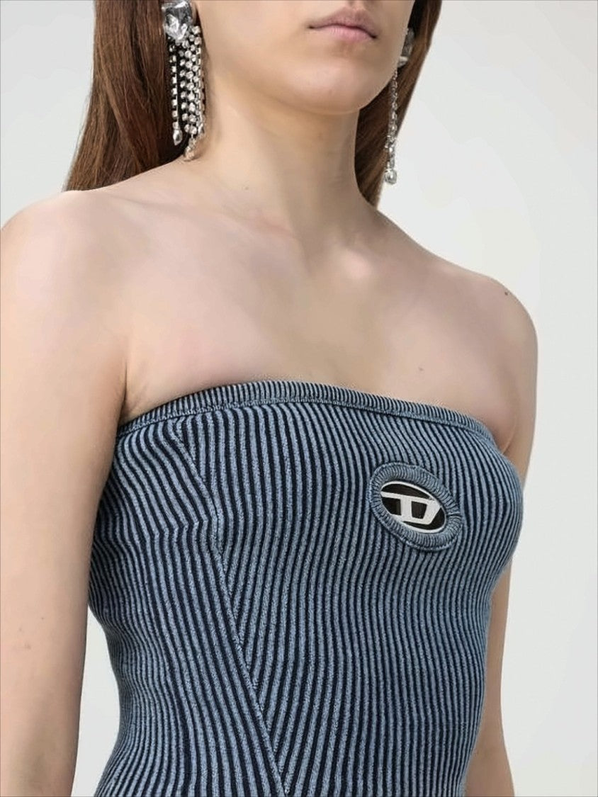 Diesel Strapless Ribbed Crop Top