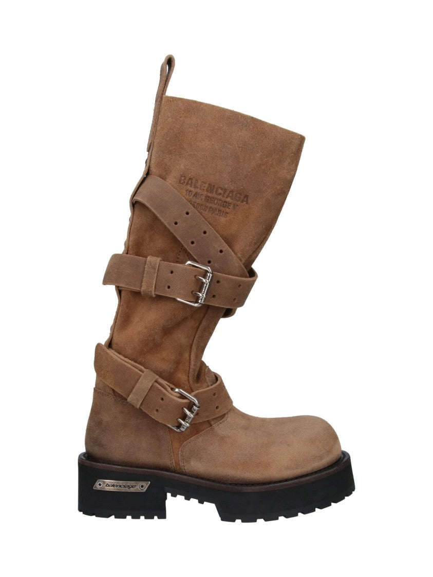 Balenciaga Venom Mid-Calf Adjustable Strap Suede Boots