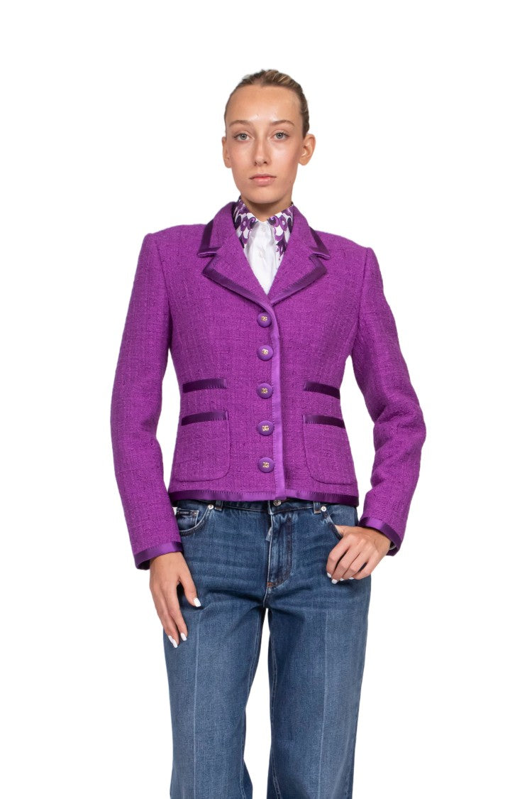 Dolce & Gabbana Vibrant Purple Cropped Tailored Jacket
