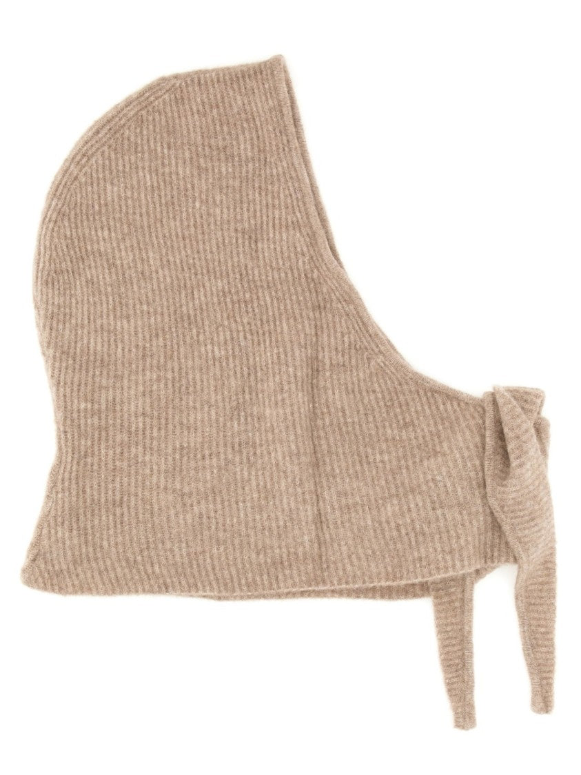 Ganni Ribbed Wool Balaclava With Unique Tie Detail