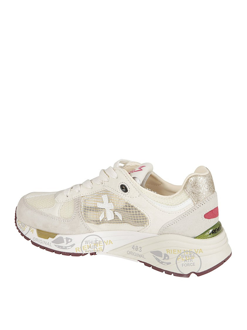 Premiata Front Lace-Up Sneakers With Padded Ankle And Graphic Sole