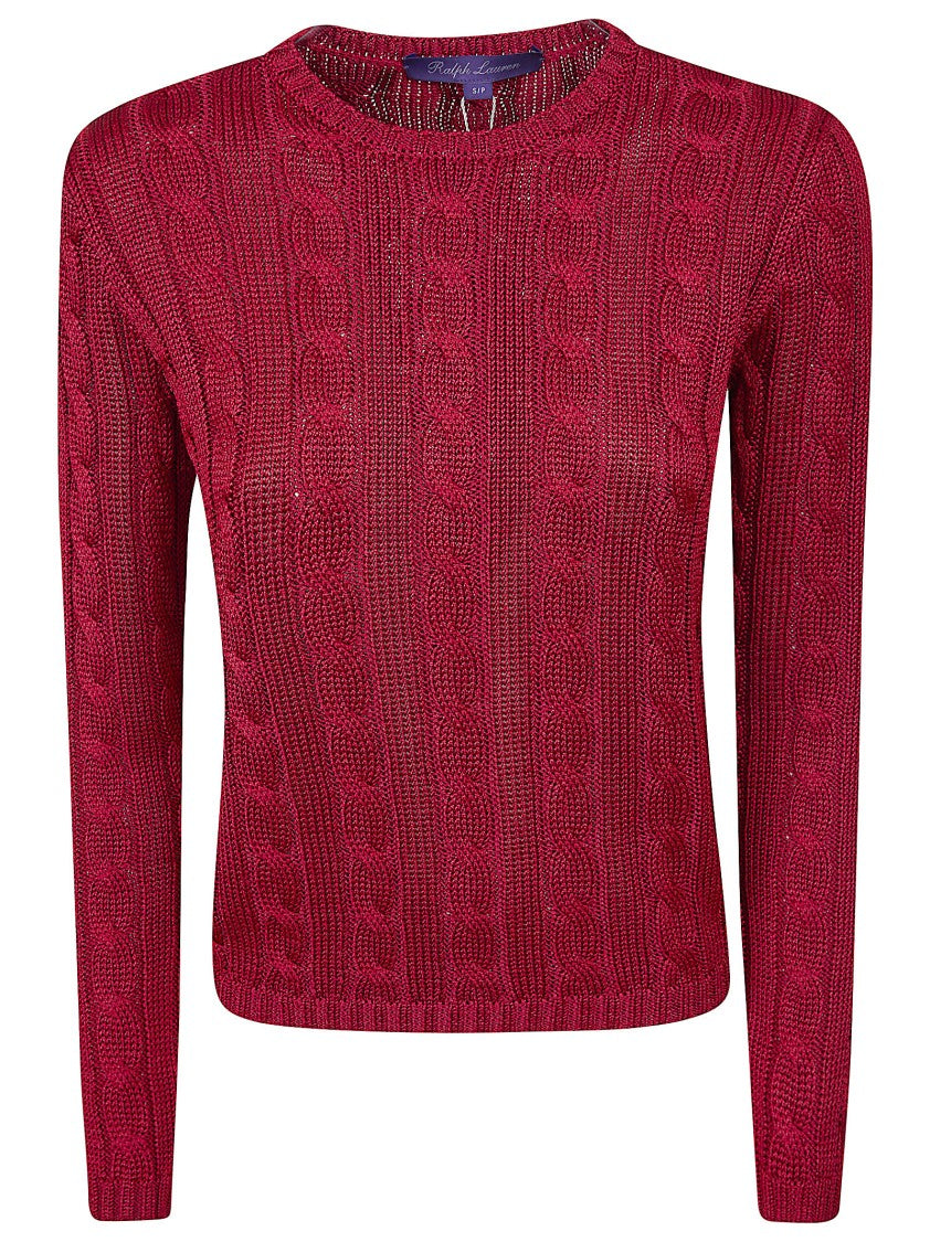 Polo Ralph Lauren Cable-Knit Tussah Silk Sweater With Ribbed Detailing