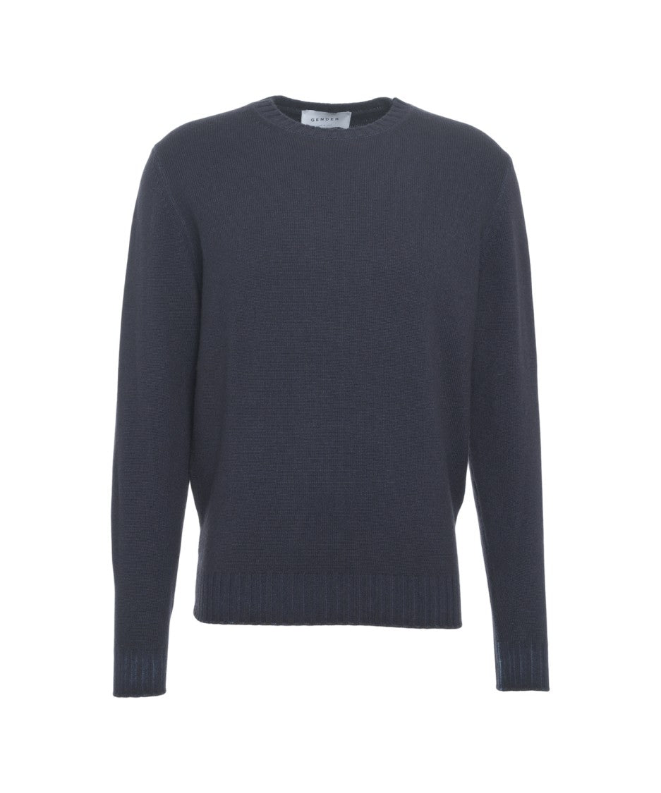 Gender Classic Round Neck Knit Sweater With Ribbed Details