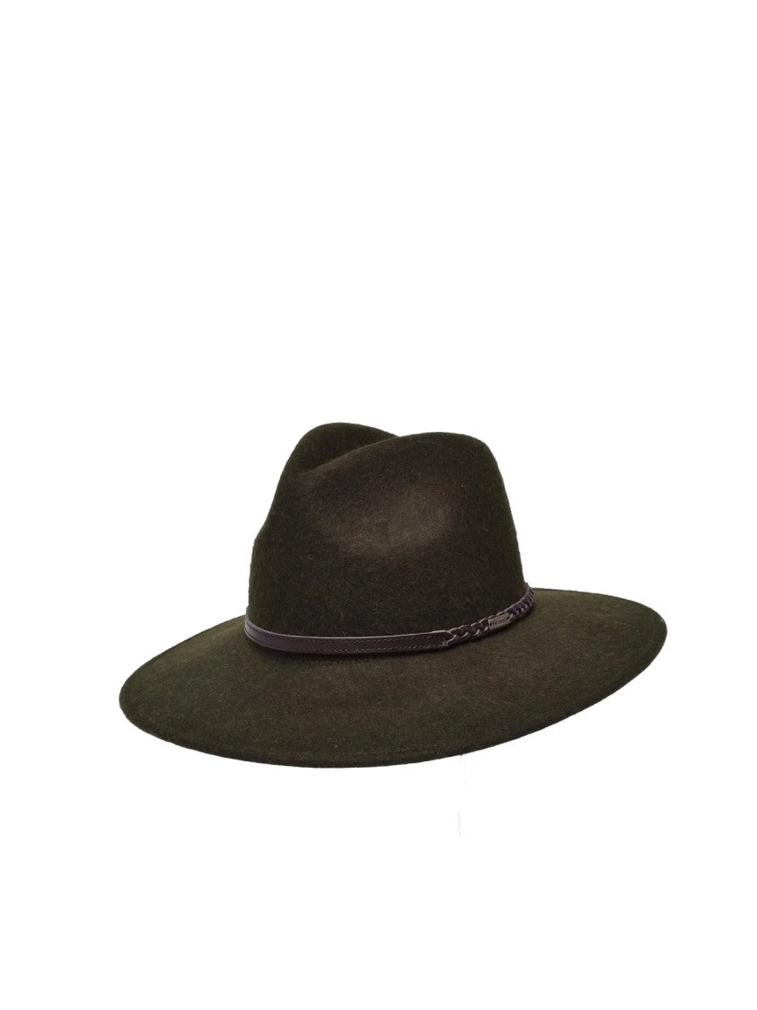 Barbour Olive Green Wool Structured Hat