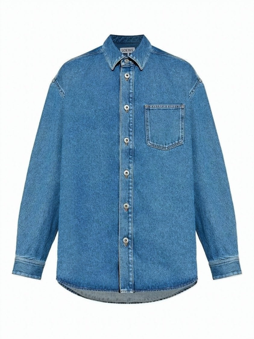 Loewe Denim Long-Sleeve Casual Shirt With Embroidered Detail