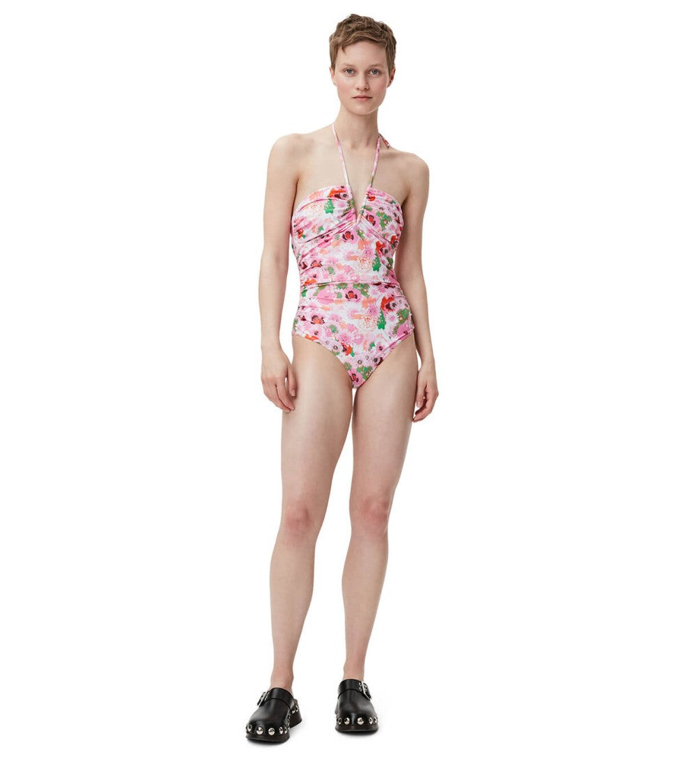 Ganni Pink Floral Swimsuit