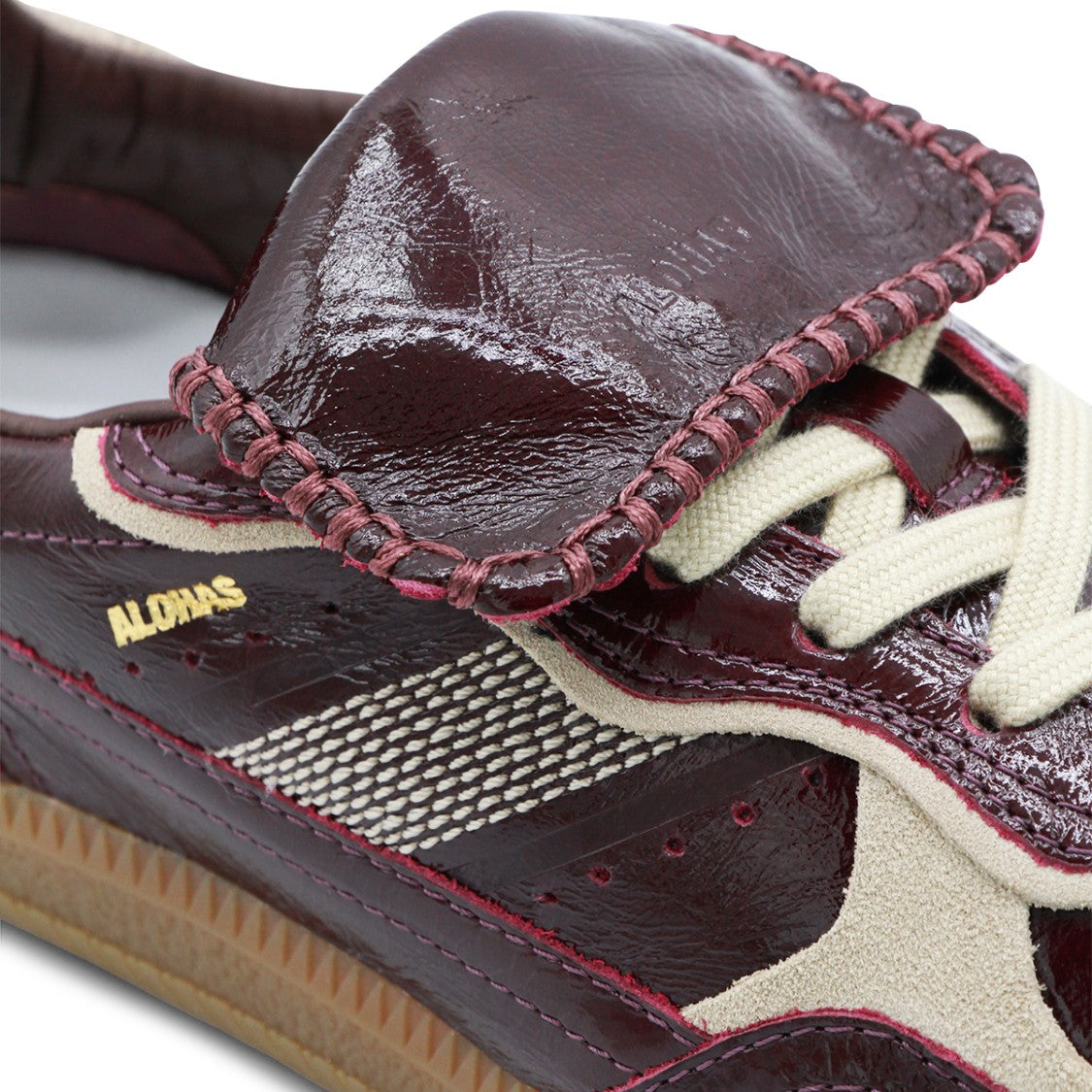 Alohas Onix Deep Burgundy Leather Sneakers With Contrast Detailing