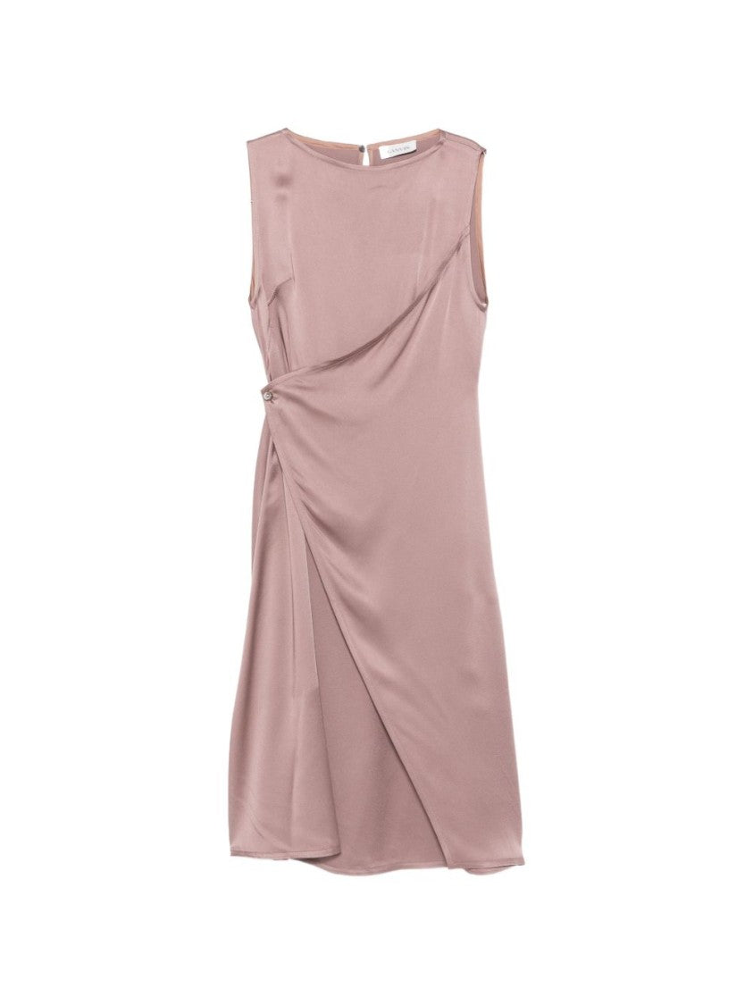 Lanvin Asymmetrical Midi Dress With Draped Design And Gathered Detail