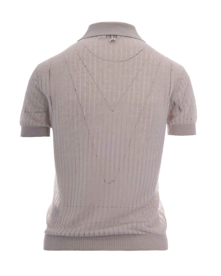 Patrizia Pepe Lightweight Jacquard Polo Shirt With Perforated Details