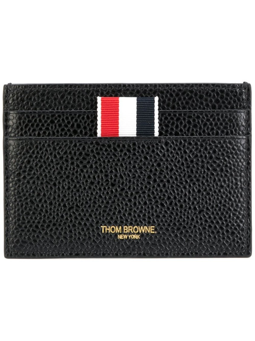 Thom Browne Black Tricolor Accent Gold Logo Leather Wallet