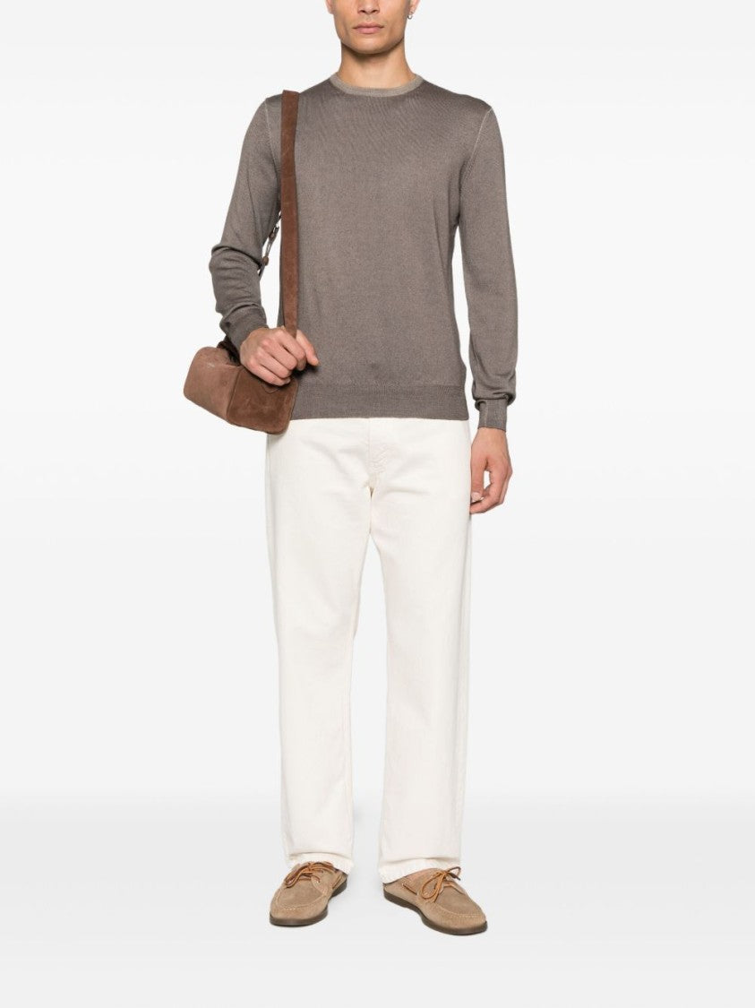 Vengera Brown Crew Neck Sweater In /Virgin Wool