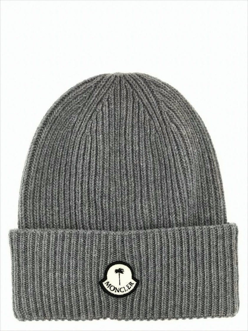 Moncler Ribbed Knit Beanie With Folded Cuff And Embroidered Logo