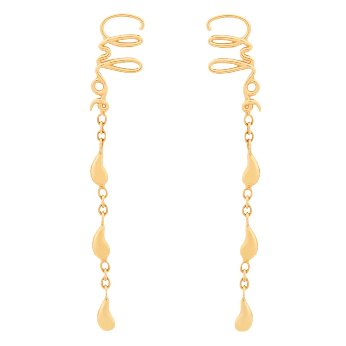 Chloé Gold-Tone Earrings With Unique Spiral Design And Teardrop Pendants