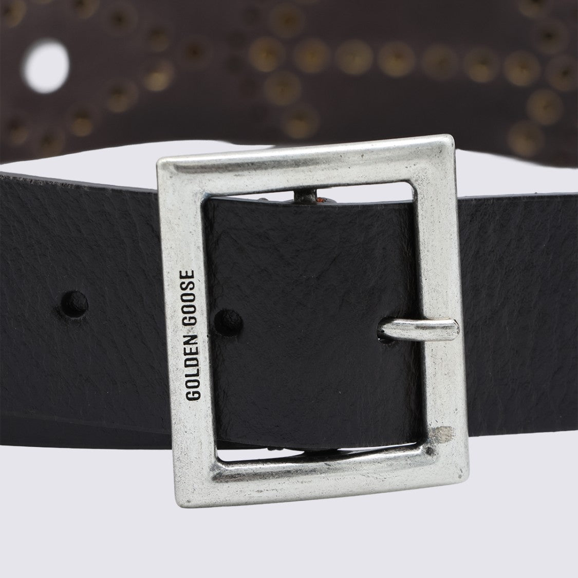 Golden Goose Rugged Black Leather Belt With Textured Accents