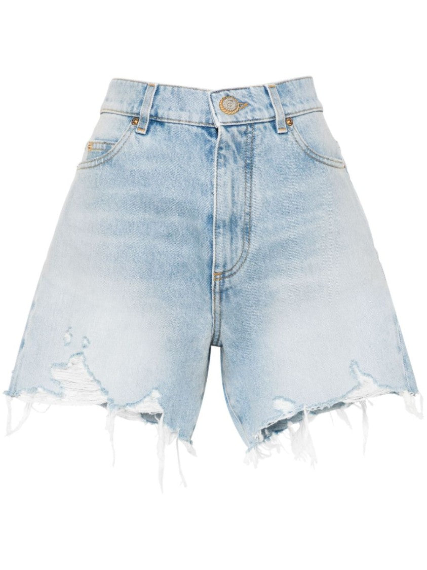 Balmain High-Rise Denim Shorts