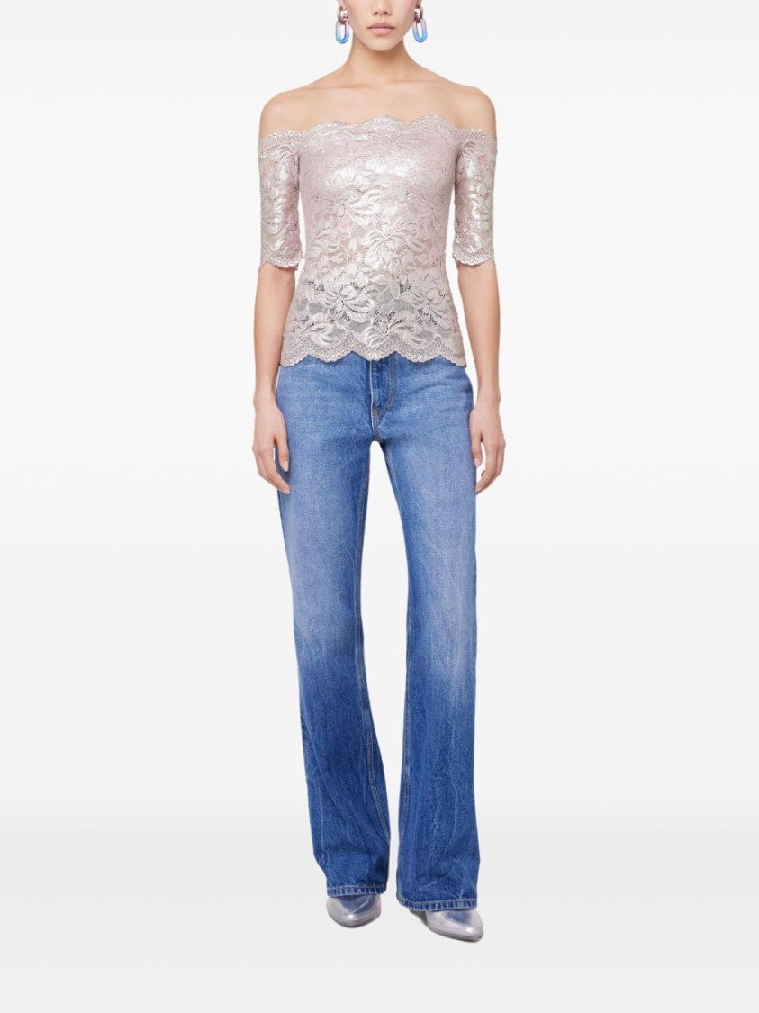 Rabanne Off-Shoulder Floral Lace Top