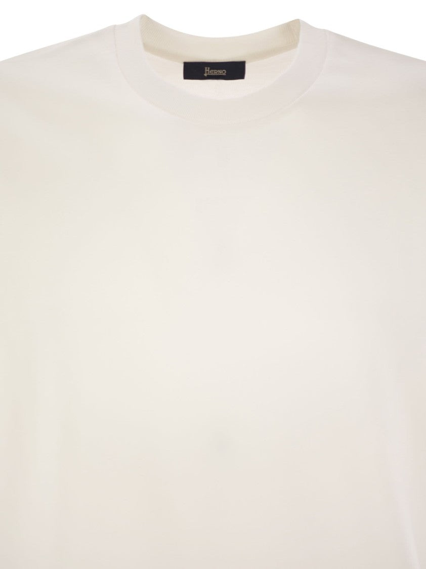 Herno Double-Layered Cotton Pique T-Shirt With Ribbed Detailing