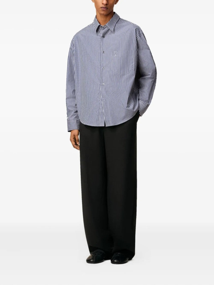 Ami Ami De Coeur Striped Shirt With Classic Collar And Embroidered Logo