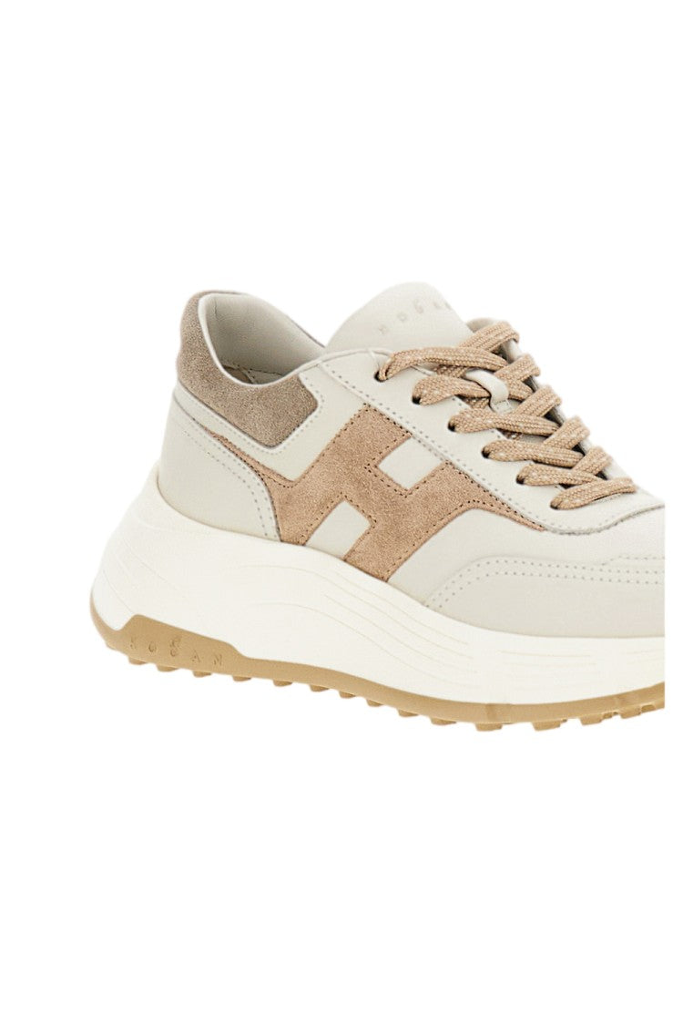 Hogan Beige Nappa Leather Double Laces Sneakers