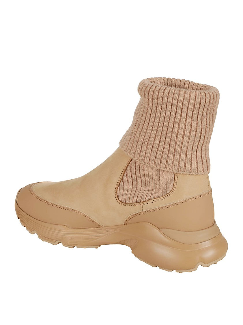 Tod's Beige Slip-On Boots With Elasticated Panels