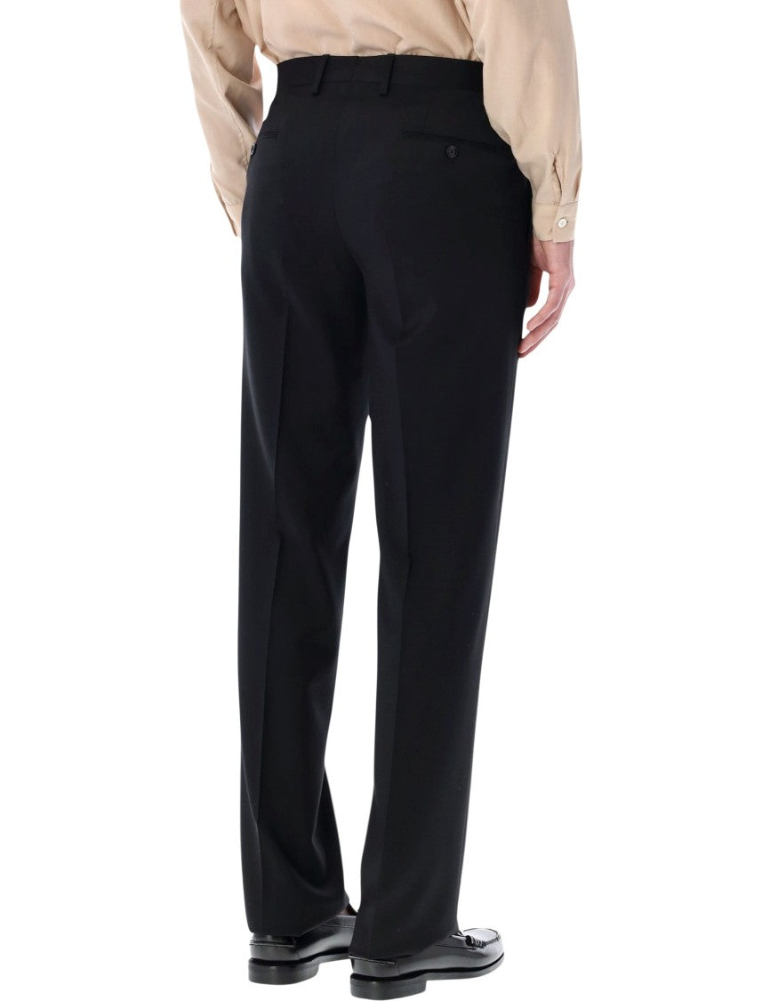 Lardini Crepe Gabardine Tailored Black Trousers