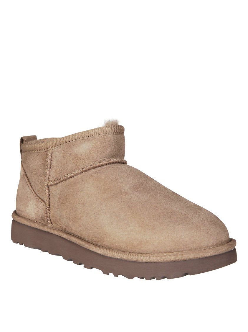 Ugg Plush Texture Mini Ankle Boot With Rounded Toe
