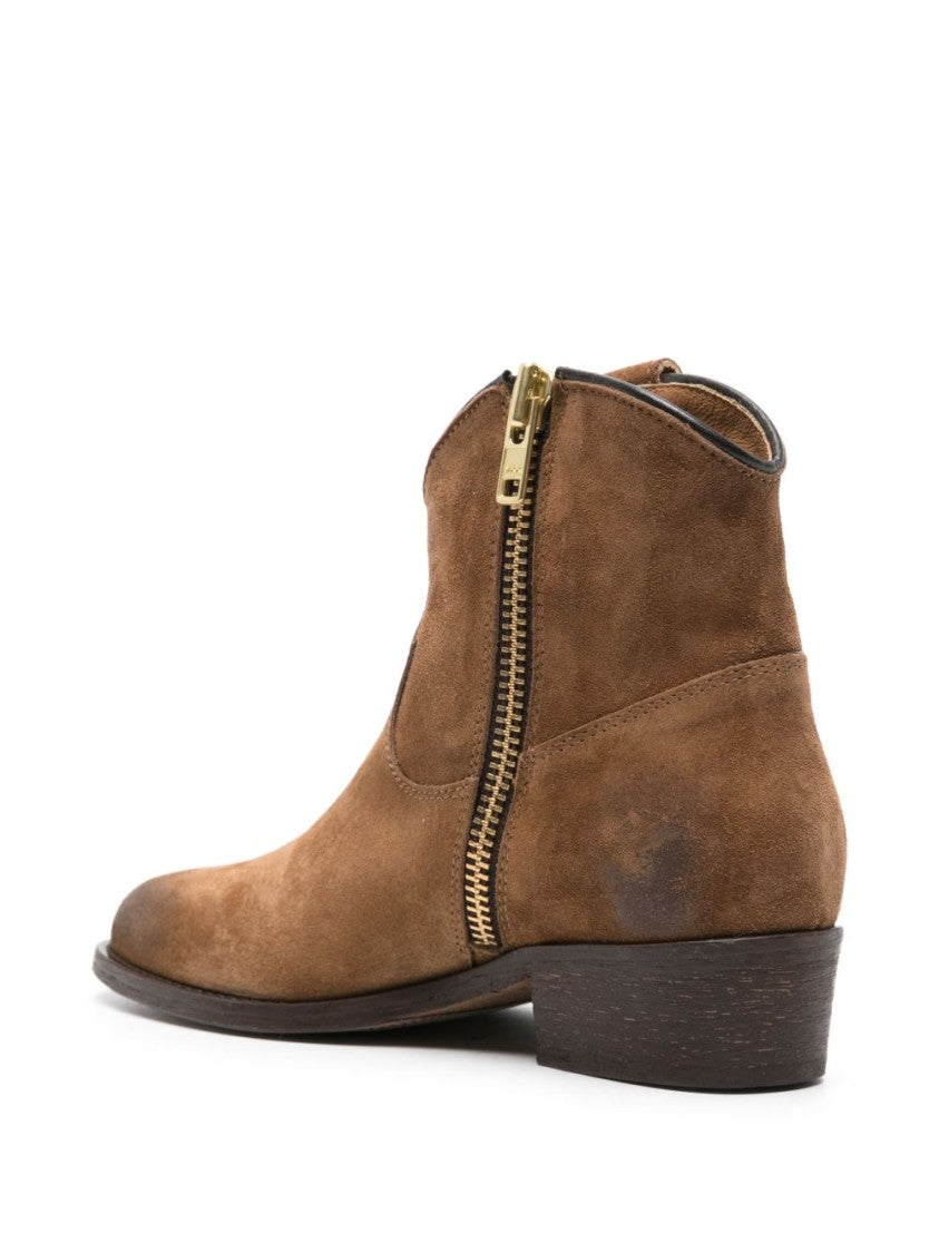 Via Roma 15 Camel Brown Calf Suede Ankle Boots