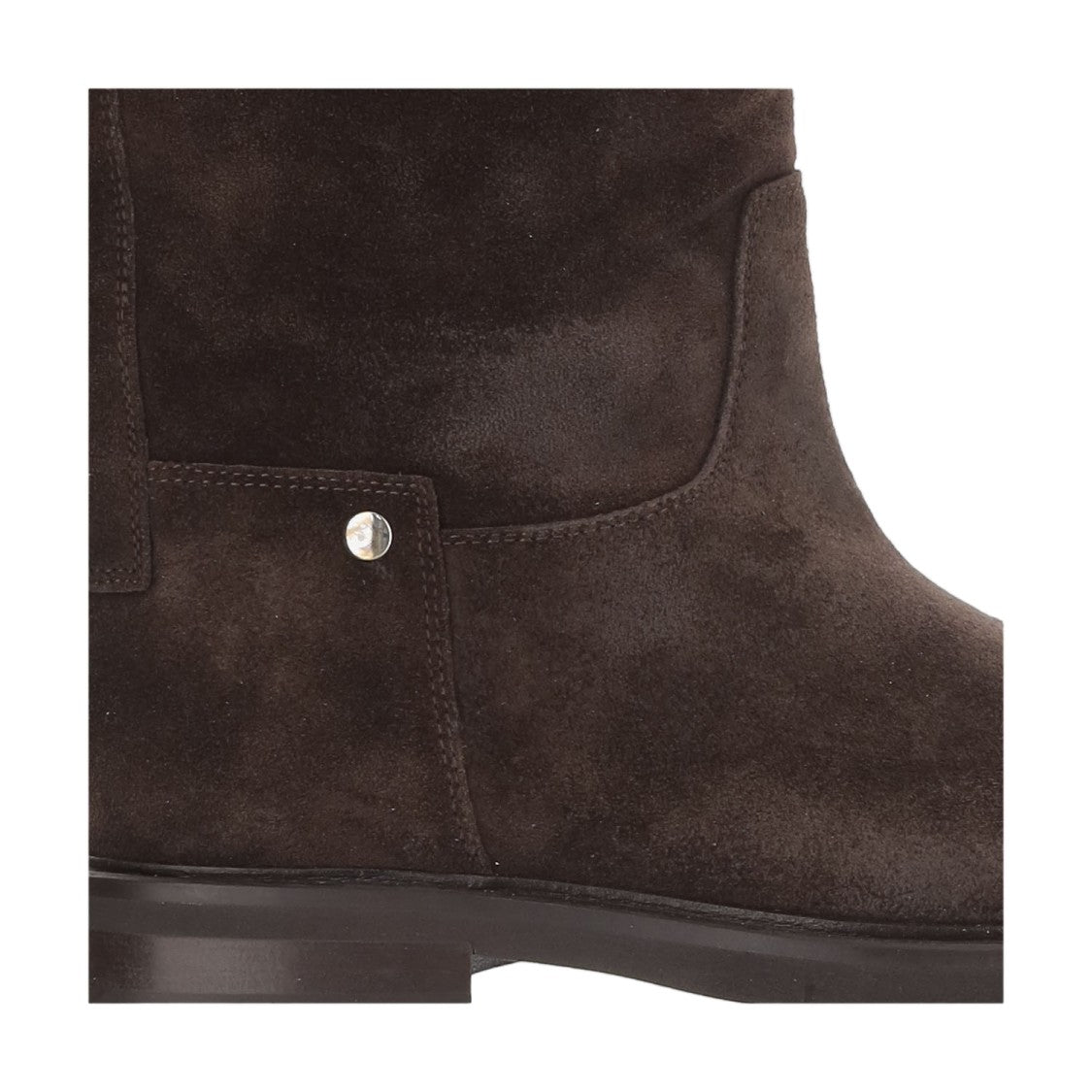 Poeve Dark Brown Tall Suede Rounded Toe Boots