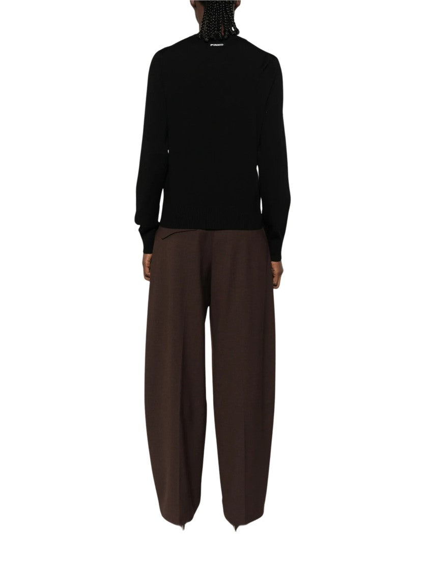 Pinko Minimalist Black Sweater With Cropped Fit