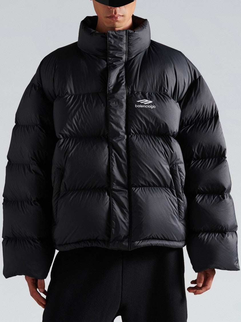 Balenciaga Matte Black Ski Puffer Cropped Jacket