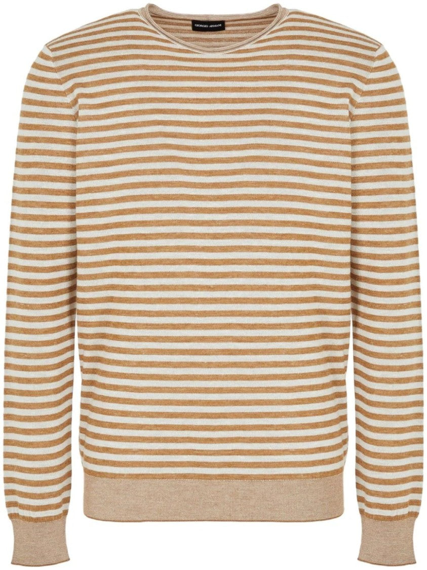 Giorgio Armani Multicoloured Silk Sweater With Classic Striped Pattern