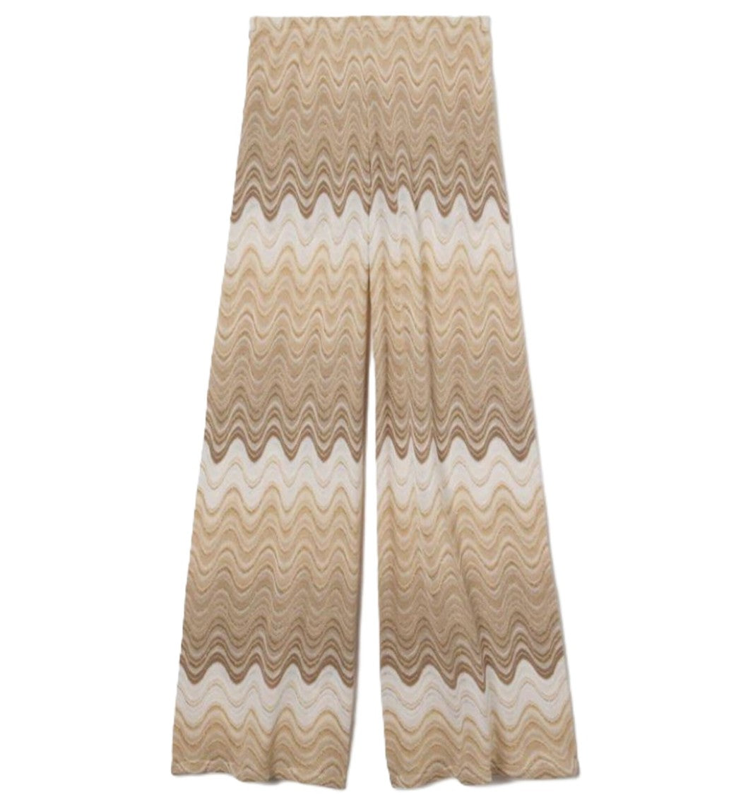 Mc2 Saint Barth Wide-Leg Pants With Wavy Zigzag Pattern
