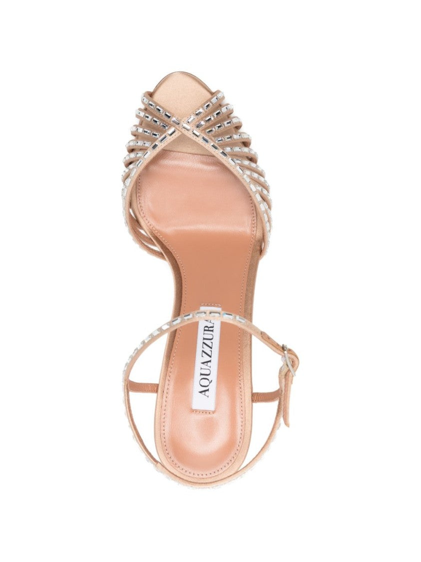 Aquazzura Pink Embellished Stiletto Ankle Strap Sandals
