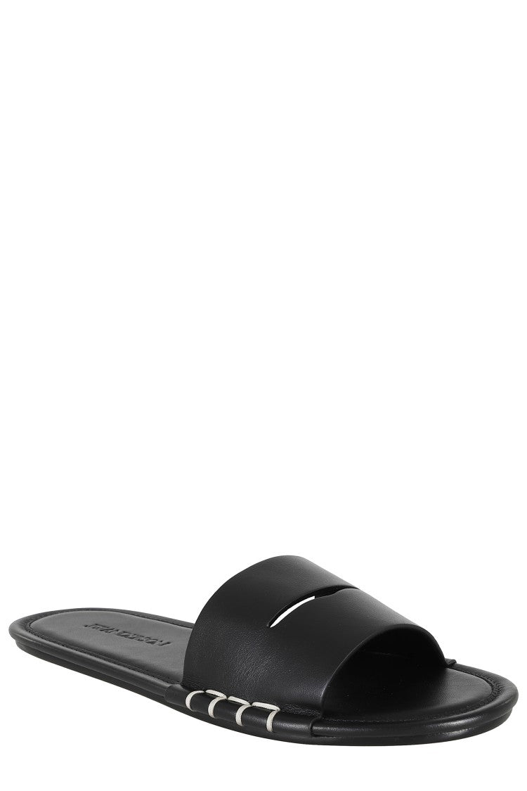 J. W. Anderson Black Slide W Cut-Band Leather Sandals