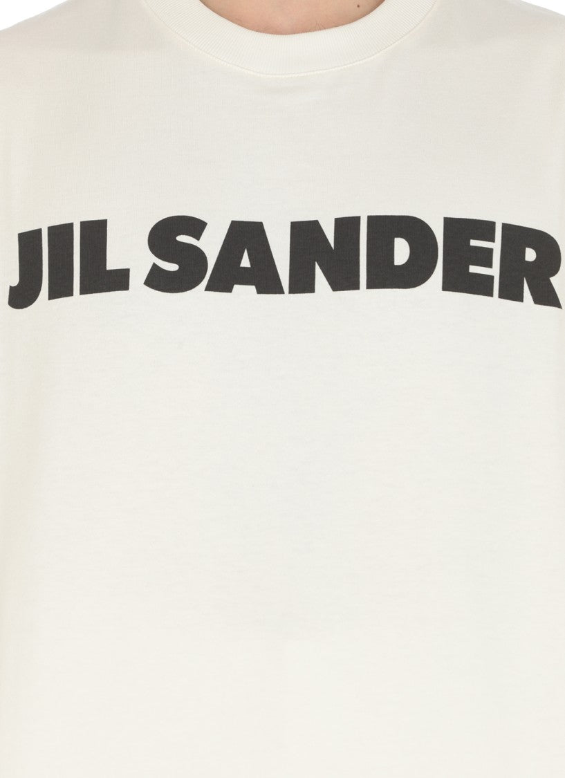 Jil Sander White Cotton T-Shirt With Logo