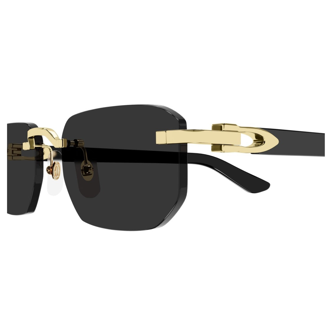 Cartier Rimless Rectangular Sunglasses With Gold Accents