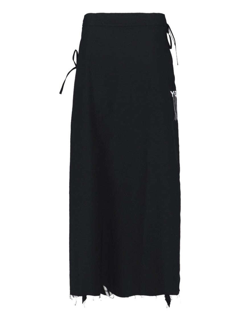 Y-3 Midi Skirt In Black Recycled Fabric, Medium Waist