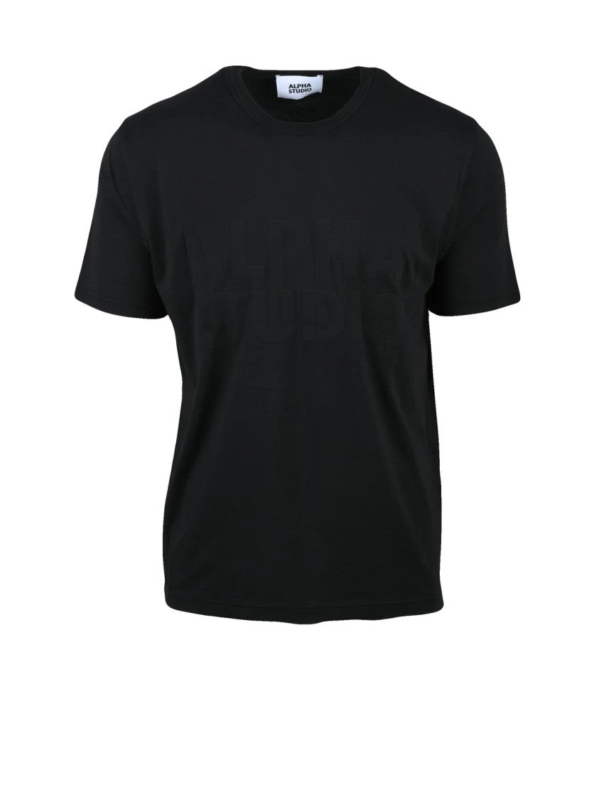 Alpha Studio Black Classic Crewneck T-Shirt