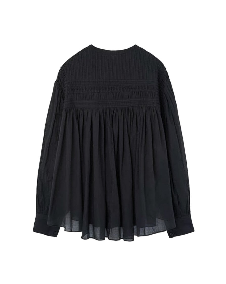 Isabel Marant Flowing Black Blouse With Pintuck Detailing