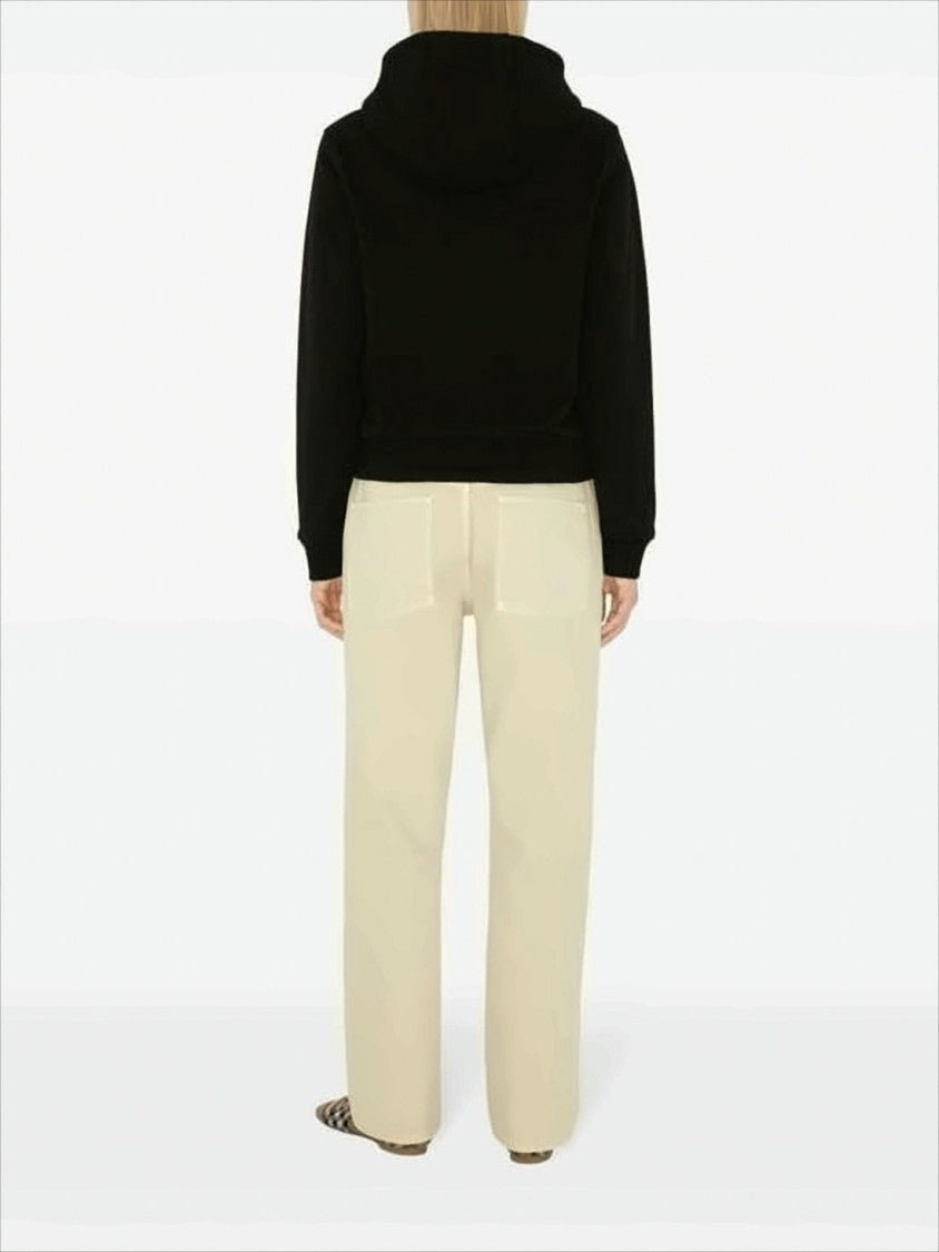 Burberry Cropped Black Cotton Hoodie