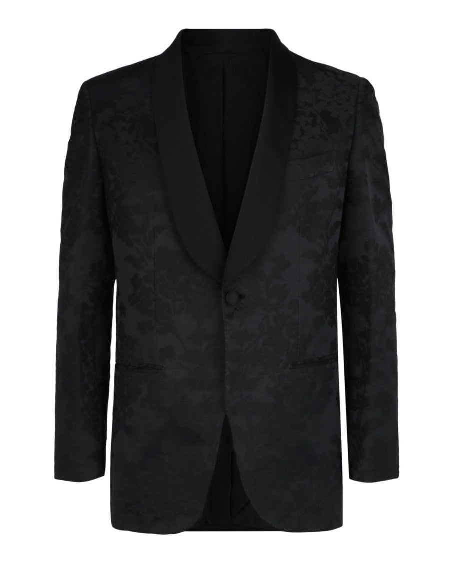Brioni Floral Jacquard Tuxedo Jacket With Satin Shawl Lapels