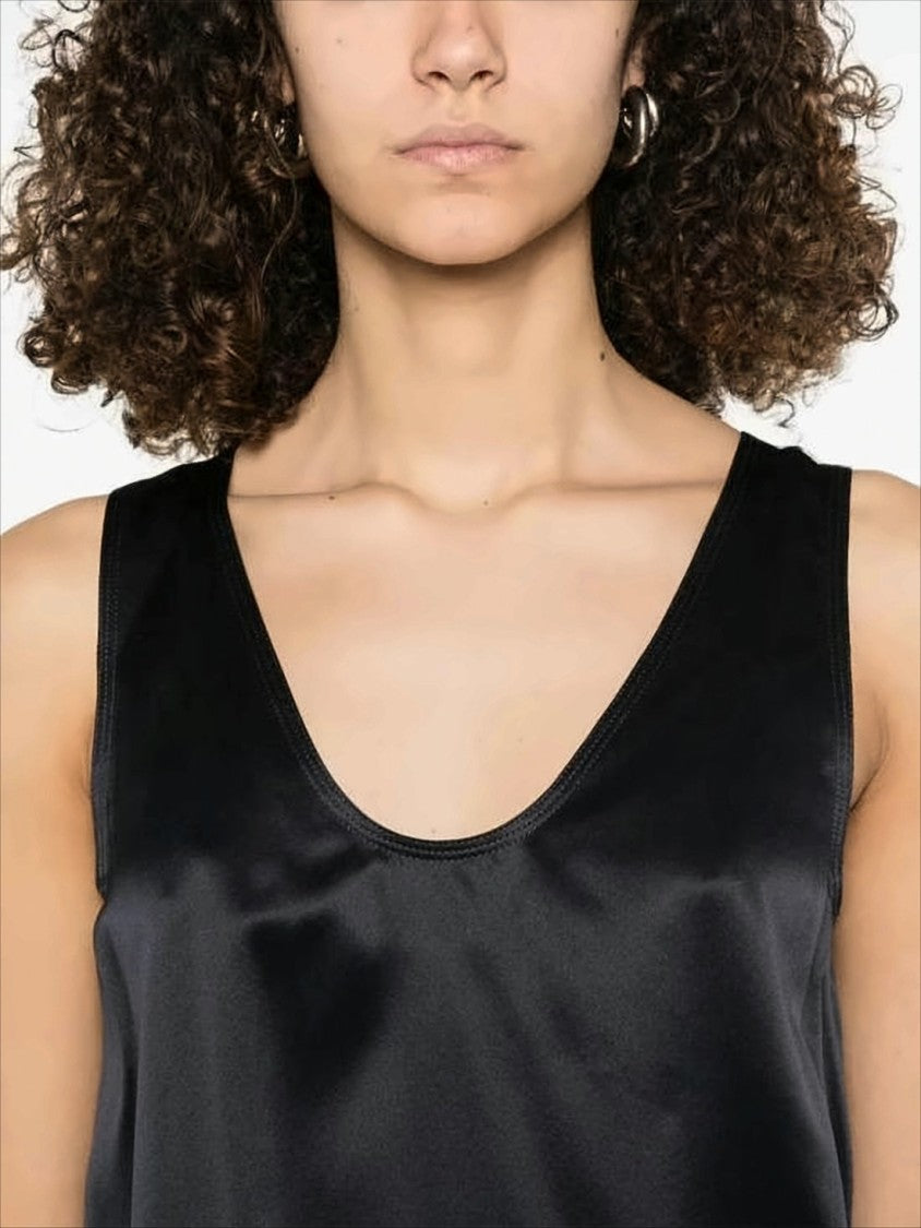 Max Mara Silk Sleeveless Top With Scoop Neckline