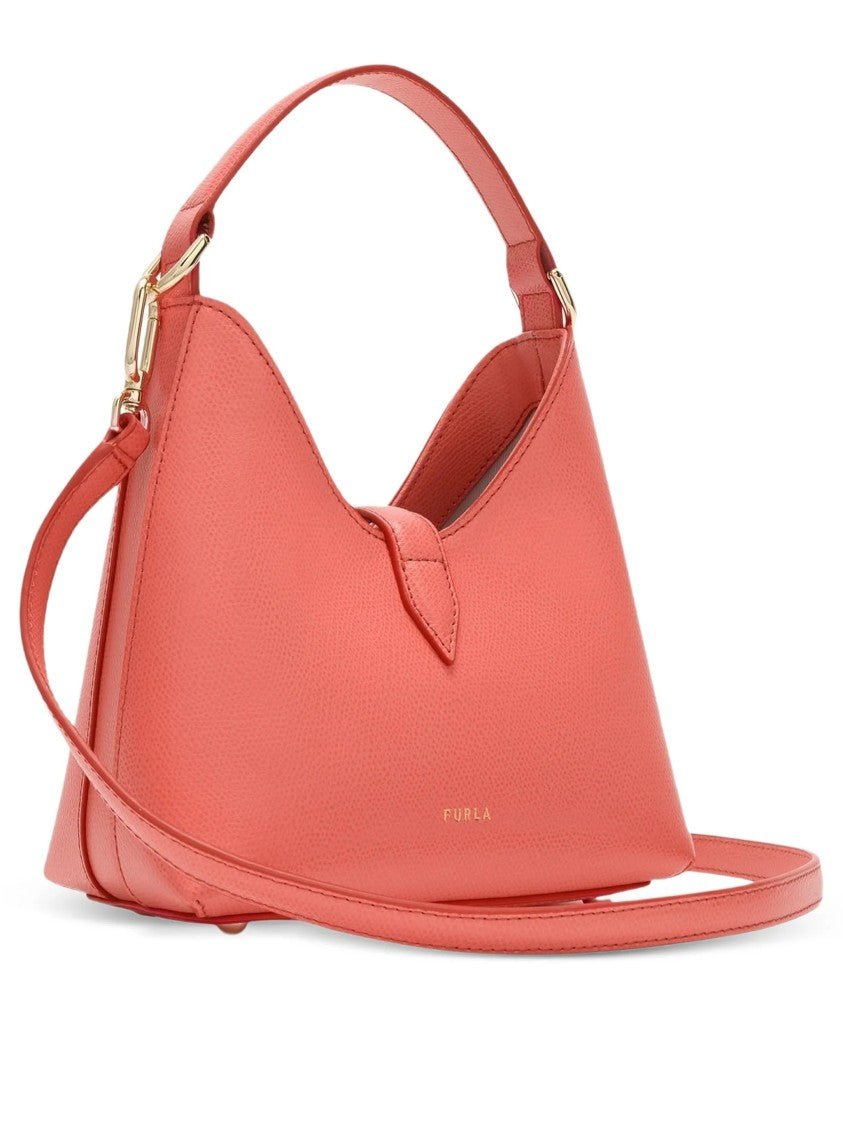 Furla Iride Mini Hobo Red Textured Leather Bag