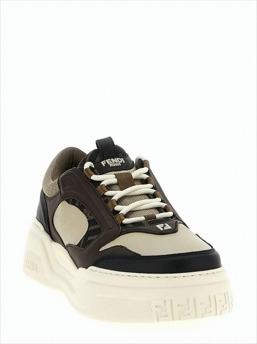 Fendi Layered Sneakers With Geometric Sole Detail