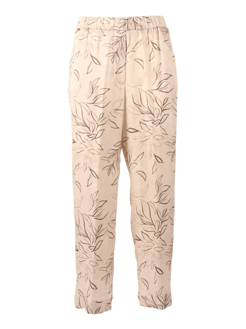 Peserico Woman Trousers Leaf Pattern Straight-Leg Pants