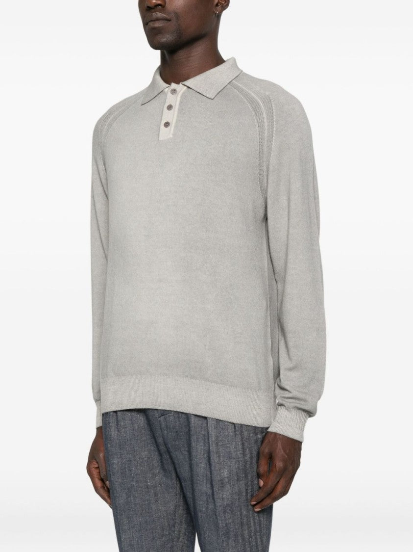 Daniele Fiesoli Classic Grey Sweater With Polo Collar