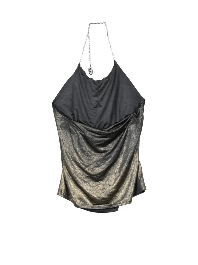 Diesel Gold Halter Neck Shimmering Lycra Top