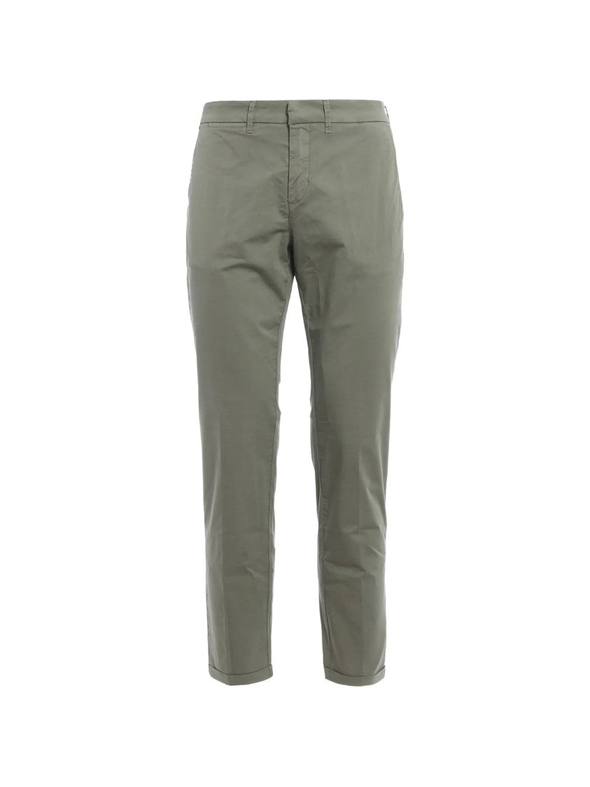 Fay Slim Fit Cropped Green Tapered Pants