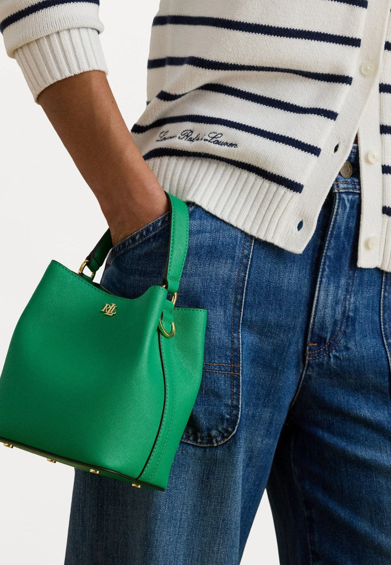Lauren Ralph Lauren Green Reese Small Silk Bucket Bag